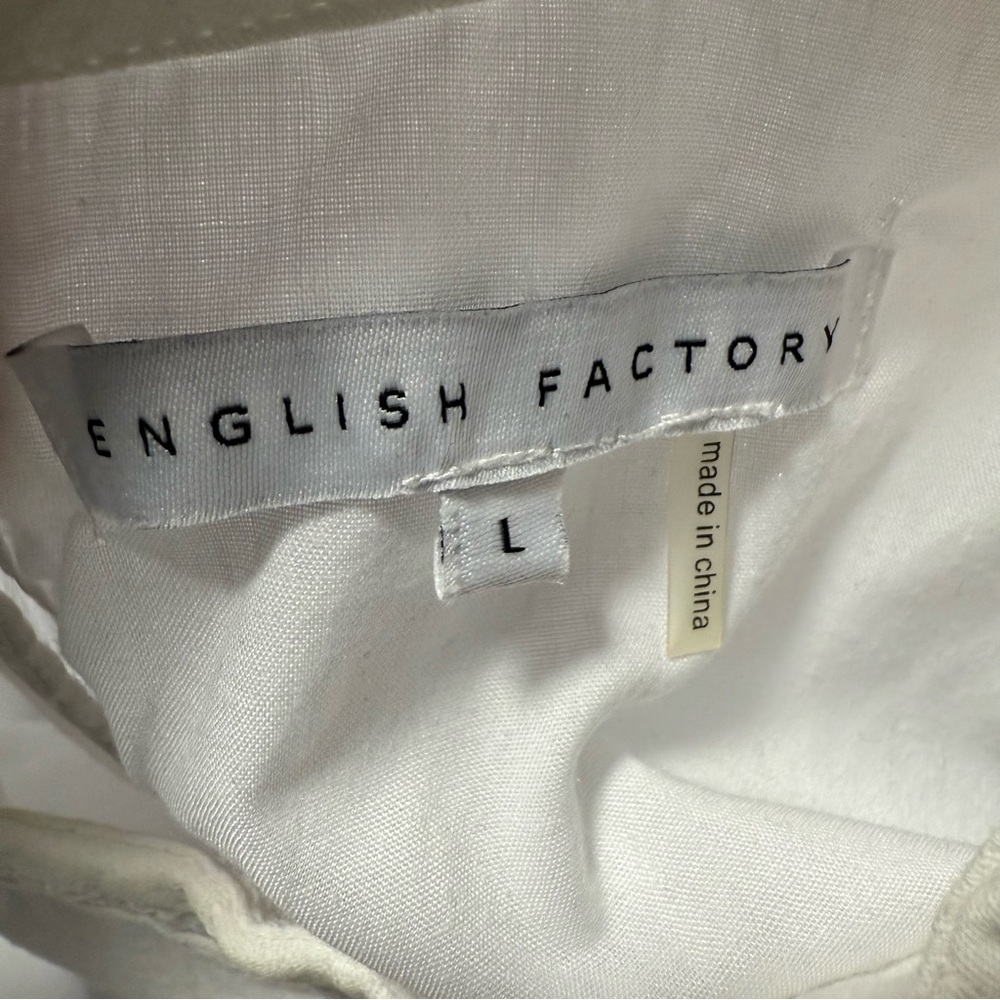 English Factory Womens Dress White 100% Cotton Textured Beachy Boho Shift Midi L - Picture 11 of 12